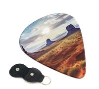 Landscape of Monument Valley - Confezione da 6 plettri per chitarra con porta plettri in pelle, portachiavi, custodia per plettri, arte astratta, per chitarra elettrica acustica, ukulele, 0,96 mm