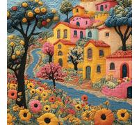 Landscape Stamped Cross Stitch Kits for Beginners, DIY Scenery Cross Stitch Patterns Kits for Adults,Landscape Full 11CT DIY Embroidery Needlepoint Starter Kit for Home Decor 17.55x17.55in