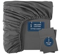 LANE LINEN Lenzuolo con angoli per letto queen size, 100% cotone biologico, morbido e confortevole, completamente elasticizzato, in cotone mercerizzato con tasca profonda 38,1 cm, per tutte le