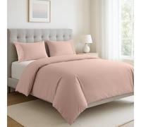 LANE LINEN Set copripiumino in 100% cotone biologico, per letto king size, 3 pezzi, morbido tessuto traspirante, include 1 copripiumino da 230 x 220 cm e 2 federe, piumino non incluso, colore: rosa