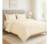 LANE LINEN Set copripiumino king size in cotone biologico, 3 pezzi, morbido tessuto traspirante, include 1 copripiumino da 230 x 220 cm e 2 federe per cuscino, piumino non incluso, avorio