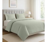 LANE LINEN Set copripiumino matrimoniale in cotone biologico ultra morbido, 3 pezzi, include 1 copripiumino da 200 x 200 cm e 2 federe, naturale ed ecologico, piumino non incluso, minerale