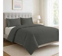 LANE LINEN Set copripiumino per letto matrimoniale, 100% cotone biologico, 3 pezzi, morbido e sostenibile, include 1 copripiumino da 200 x 200 cm e 2 federe, lavabile in lavatrice, antracite