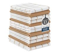 LANE LINEN Set di 12 strofinacci da cucina e strofinacci, 100% cotone, ad asciugatura rapida, 45,7 x 71,1 cm, assorbenti e strofinacci, morbidi asciugamani per la cucina, colore beige