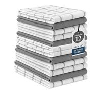 LANE LINEN Set di 12 strofinacci da cucina e strofinacci, 100% cotone, ad asciugatura rapida, 45,7 x 71,1 cm, assorbenti e strofinacci, morbidi asciugamani per la cucina, colore grigio
