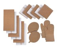 LANE LINEN Set di 16 strofinacci da cucina, 100% cotone, guanti da cucina resistenti al calore e presine, stracci riutilizzabili per lavare i piatti, strofinacci per asciugare la cucina, beige