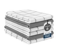 LANE LINEN Set di 6 strofinacci, 45,7 x 71,1 cm, 100% cotone, asciugamani da cucina assorbenti e ad asciugatura rapida, con passante per appenderlo, grigio
