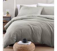 LANE LINEN Set di biancheria da letto king size, 4 pezzi, copripiumino in microfibra prelavata, lenzuolo con angoli e federa, accogliente e resistente (argento)