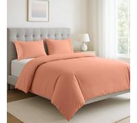 LANE LINEN Set di biancheria da letto king size, in cotone biologico, 3 pezzi, morbido tessuto traspirante, include 1 copripiumino da 230 x 220 cm e 2 federe per cuscino, piumino non incluso, rosa