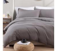 LANE LINEN Set di biancheria da letto super king size, 4 pezzi, copripiumino in microfibra prelavata, lenzuolo con angoli e federa, comodo e resistente (grigio)