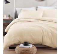 LANE LINEN Set di biancheria da letto super king size, 4 pezzi, copripiumino in microfibra prelavata, lenzuolo con angoli e federa, accogliente e resistente (avorio)