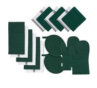 LANE LINEN Set di strofinacci e panni da cucina - Set da 16 pezzi di asciugamani da cucina, guanti da cucina resistenti al calore fino a 500 gradi e prese per pentole, asciugamani da cucina 100%