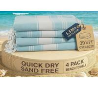 LANE LINEN Telo mare oversize - Confezione da 4 teli mare prelavati, telo piscina extra large, telo mare extra large, ad asciugatura rapida e senza sabbia, asciugamano da viaggio leggero, 99 x 180 cm