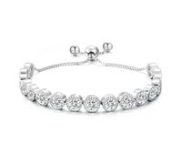 LANE WOODS Moissanite Bracciale tennis da donna: regolabile 8,5 ct diamante finto catena Slider - 18 K placcato oro bianco 925 bracciali in argento Sterling 925 - gioielli alla moda regali, One Size