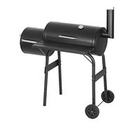 Laneetal Barbecue a Carbonella da Giardino Barbecue con Affumicatore da Esterno BBQ Smoker con Griglie, Ruote, Ciminiera, Termometro sul Coperchio, in Metallo, Nero