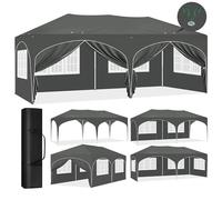 Laneetal Gazebo Esterno 3x6 M, Pergola da Giardino Con 6 Pareti Laterali, Gazebo Pieghevole Pop-up, Tendone per Campeggio, Feste, Spiaggia, Esterni, con Borsa per il Trasporto, Grigio