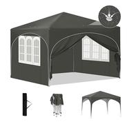 Laneetal Gazebo Pieghevole Pop-up 3x3 M, Pergola da Giardino, Tendone con Pareti Laterali, Gazebo per Campeggio, Feste, Spiaggia, Esterni, con Borsa per il Trasporto, Grigio