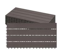 Laneetal Set di 6 Pavimento per Esterno, Pavimento WPC Incastro, Piastrelle per Decking a Incastro per Giardino, Patio, Terrazza, Balcone, 30x60 cm, Caffè