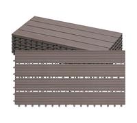 Laneetal Set di 6 Pavimento per Esterno, Pavimento WPC Incastro, Piastrelle per Decking a Incastro per Giardino, Patio, Terrazza, Balcone, 30x60 cm, Marrone