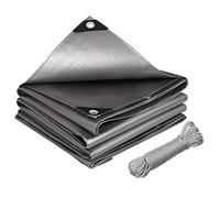 Laneetal Telone Idrorepellente Esterno PE 3x5 m 280 g/m², Rinforzato con Occhielli Copertura per Mobili Camion Piscina Corda di 20 m，Telo Protettivo Multiuso per Mobili da giardino, Auto，Argento