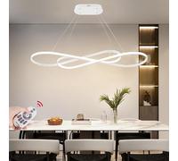 Lanekd Lampada a Sospensione Lampada da Tavolo da Pranzo Nera Lampadario LED Dimmerabile Con Telecomando 36W Soggiorno Lampada Moderna Regolabile Altezza Ufficio Cucina Lampadari (Bianco)