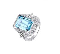 L'anello,， Anelli in carbonio con acquamarina, smeraldo e diamanti, 925, 10 x 14 mm, for donna, gioielli da sposa scintillanti(8)