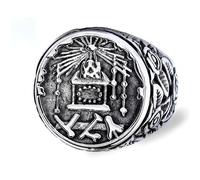 L'anello,， Anello con sigillo massonico di alto grado, arco reale e simbolo rosacrociano, Sancta Sanctorum, corona, altare, occulto vintage(Y)
