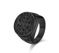 L'anello,， Anello in acciaio for uomo e donna, gioielli religiosi gotici con simbolo CSPB, finitura anticata, taglia 6-15(Z+1)