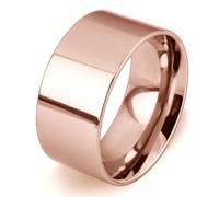 L'anello,， Anello in acciaio inossidabile largo 10 mm, stile semplice ed elegante, con fascia grande e parte superiore piatta lucida, for uomo donna(Rose Gold,M)