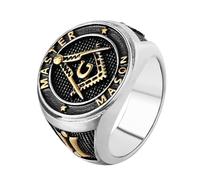 L'anello,， Anello rituale massonico in acciaio al titanio con simbolo G di Jachin Boaz, gioielli della Loggia Blu for uomo(Z+1)