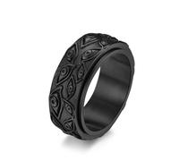 L'anello,， Bracciale in acciaio al titanio con motivo multi-occhio, vintage, mistico, girevole, gioielli EDC, taglia USA dalla 6 alla 14(Black,W)