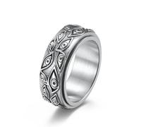 L'anello,， Bracciale in acciaio al titanio con motivo multi-occhio, vintage, mistico, girevole, gioielli EDC, taglia USA dalla 6 alla 14(Silver,S)