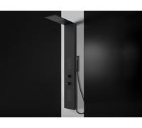 LANERI Pannello Doccia Slim Idromassaggio in Acciaio,3 Vie con Getti Massaggianti, Soffione Slim e Doccetta, Design Moderno (Nero Opaco)