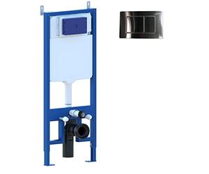 Laneri Tecno-struttura telaio e Cassetta per wc Vaso sospeso Completo Di placca Di Comando Acciaio Inox Doppio pulsante inclusa