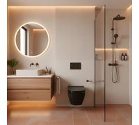 LANERI WC SOSPESO Serie New bent - Vaso Rimless - Senza brida - Dimensioni Ridotte cm 49,5 - Coprivaso Soft-Close (Nero Opaco)