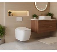 LANERI WC SOSPESO Serie New Edge - Vaso Rimless - Senza brida - Dimensioni Ridotte cm 51,5 - Coprivaso Soft-Close (Bianco Lucido)