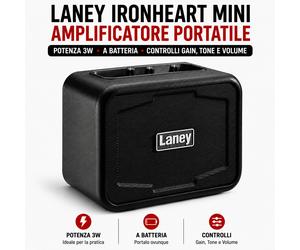 Laney IronHeart Mini Amplificatore Portatile Chitarra 3W a Batteria