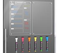 Langaelex Set di 2 Lavagna Magnetica Frigo Trasparente - Planner Settimanale Acrilico con 6 Pennarelli Gesso per Pianificatore Menu, Lista della Spesa, Piani di Studio - A4 (20 x 30cm)- In Tedesco