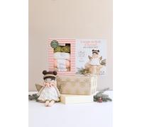 L'ange de Noël d'AnnaB au crochet: Coffret avec 1 livret, 4 pelotes, 1 crochet, de la ouate, du fil noir à broder, 1 aiguille, 1 bouton en bois