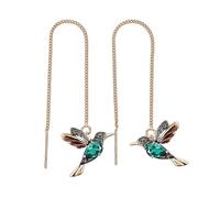 Lange Ketten-Tropfenohrringe - Kolibri-Ohrringe Zum Durchziehen