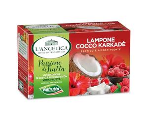 L'Angelica Infuso Passione di Frutta Valfrutta Lampone e Cocco, Tisane Calde e Fredde Zero Calorie con Vera Frutta, Confezione da 15 Filtri