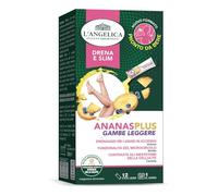 L'Angelica Integratore Ananas Plus Gambe Leggere, Drenante per Favorire la Circolazione, Integratore Anti Cellulite Drenante, Gusto Ananas, 12 Stick Liquidi Pronti da Bere
