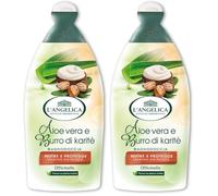 L'Angelica Officinalis, Bagnodoccia Aloe Vera e Burro di Karitè, Nutre e Protegge, Pelle Naturalmente Morbida, Senza Parabeni, Siliconi e OGM, 500ml (Confezione da 2)