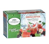 L'Angelica, Tisana Fredda Zero Calorie, Drena Detox, Gusto Anguria e Sambuco, Drenante, Rinfrescante, Con Menta, Finocchio, Betulla, Senza Glutine, Senza Lattosio, Vegana, 1 Confezione da 18 Filtri