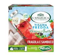 L'Angelica Tisane Valfrutta con Filtro a Piramide, 1 Astuccio da 10 filtri di Tisane a Freddo Fragola e Sambuco, Infuso a Freddo con Gusto Fruttato, Dissetanti e Ottimali Contro il Gonfiore