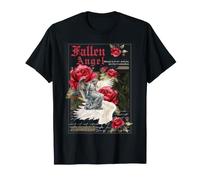 L'angelo Caduto, Dark Romance, Poetic Wings, Goth Floral Maglietta