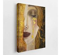 Langge Quadro su Tela 50x70 cm Senza Cornice Le Lacrime di Freya - Gustav Klimt, Stampa su Tela, Pronto da Appendere, Allungato a Mano, Decorazioni per la casa in Tela di Cotone