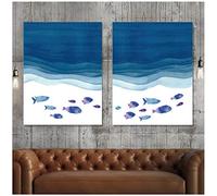 Langge Quadro su Tela Wall Art Pesci di Mare Profondo Poster Quadro su Tela Stampa su fondale Marino Stampa Artistica Soggiorno Decorazioni per la casa2x60x80cm Senza Cornice