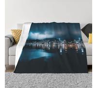 Langhbozdp Bellissima coperta in flanella con stampa notturna della città, elegante, confortevole, morbida e leggera, per biancheria da letto, divano e da viaggio