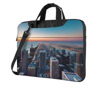 Langhbozdp Chicago Illinois Usa 1 - Custodia per laptop con tracolla, tasca, adatta per laptop da 13/14/15,6 pollici, nero, 15.6 inch
